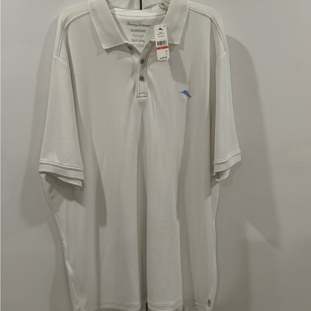 Tommy Bahama Men’s Big and Tall Polo Shirt Bright White 3XLT - Picture 2 of 6